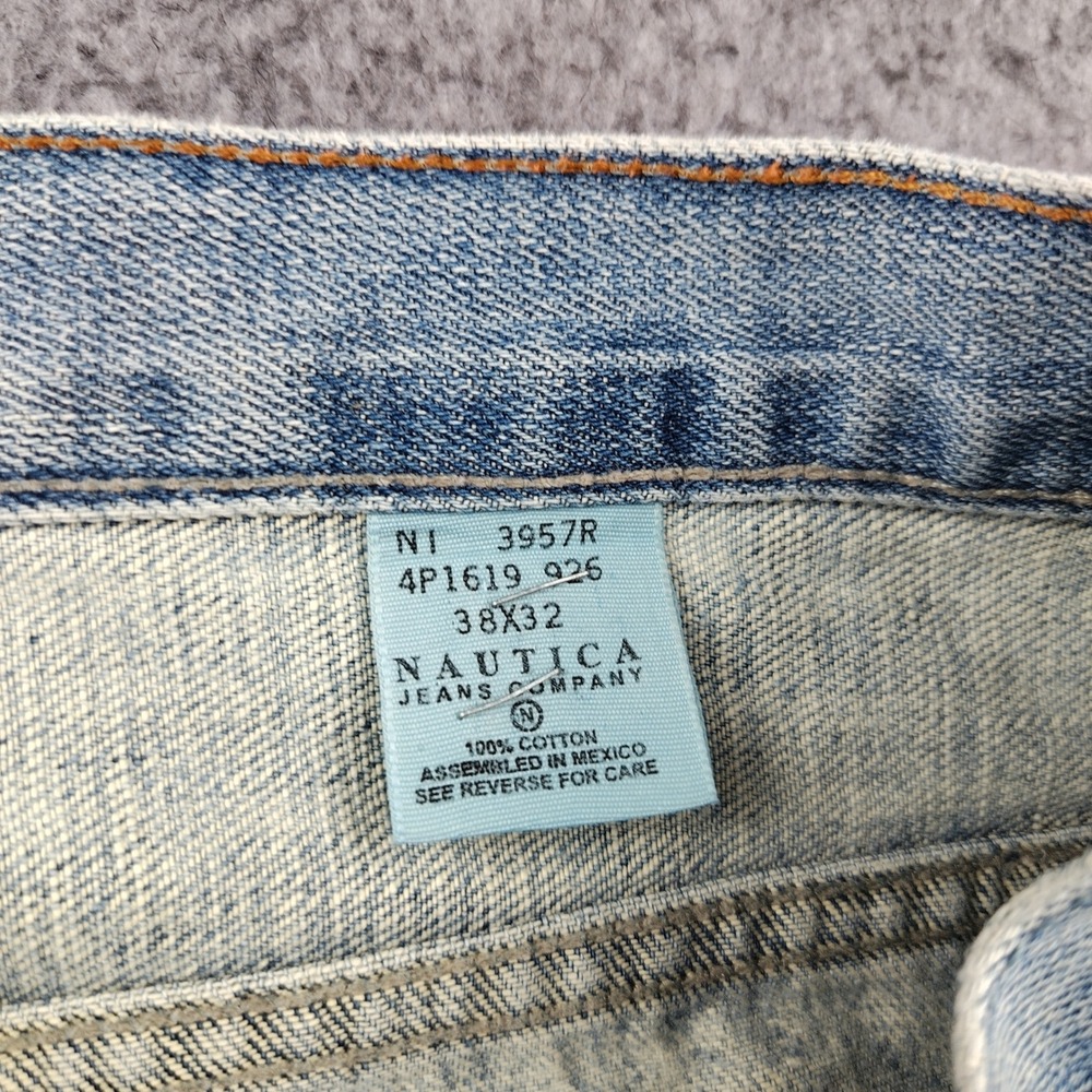 Nautica Jeans Mens 38x32 Light Wash Relaxed Straight Baggy Y2K Skater Faded - Picture 6 of 7